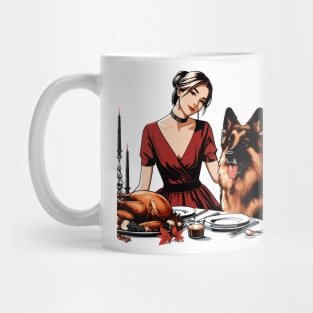 Lady And German Shepherd Thanksgiving Mug